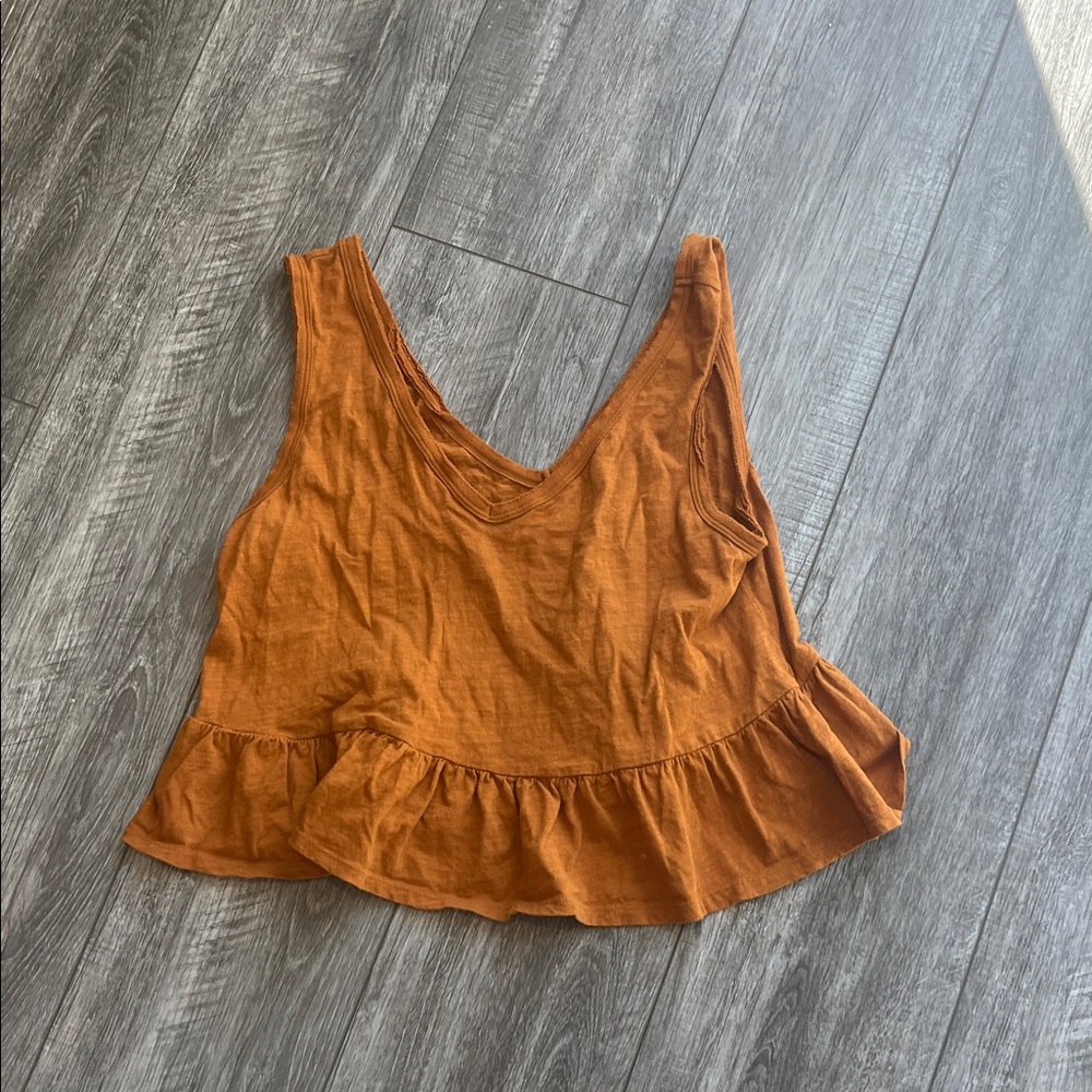 Wild Fable Rust Ruffle Hem Tank Top